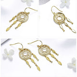 Boucles d'oreilles Attrape Rêve en argent doré