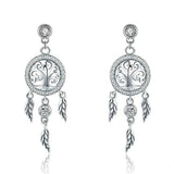 Boucles d'oreilles Attrape Rêve Arbre en argent